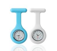 Anrbb Reloj de Bolsillo de Silicona con Broche, 2 Piezas Reloj Enfermera Clip Silicona, Cuarzo Luminoso, Reloj De Enfermera para Estetoscopio, Esterilizable, Resistente Al Agua para Uso Diario