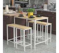 anrekl - Juego de mesa de comedor y sillas, mesa de bar con 4 sillas, encimera de cocina y sala de estar, barra de acero, diseño industrial, mesa de bar 100 x 60 x 90 cm, silla de bar 30 x 40 x 65 cm