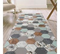 ANRO Alfombra de cocina, lavable, para pasillo, antideslizante, fácil de limpiar, hexagonal, 52 cm, ancho 280 x 52 cm