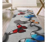 ANRO Alfombra de cocina, lavable, pasillo, antideslizante, fácil de limpiar, mariposas, 52 cm de ancho, 180 x 52 cm