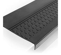 ANRO Alfombrillas de goma para escalones, para interior/exterior, antideslizantes, negro, tamaño 120 x 30 x 4 cm