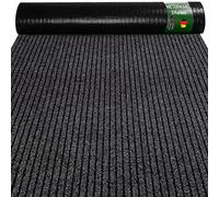 ANRO Felpudo atrapa la suciedad, alfombra para pasillo, por metros, interior y exterior, entrada en rollo, color negro, 200 x 100 cm