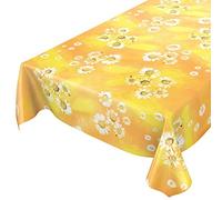 Anro - Mantel de Hule (200 x 140 cm, Borde Cortado, 200 x 140 cm), diseño de camomila, Color Amarillo