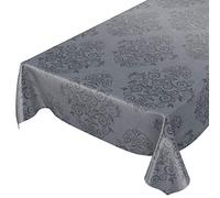 Anro - Mantel de hule con estampado de enredaderas, toalla pvc, gris antracita, 240 x 140cm
