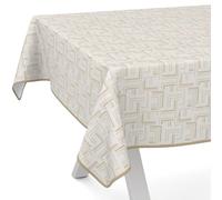 ANRO Mantel de hule fácil de lavar, para mesa de jardín, redondo, ovalado, rectangular, laberinto moderna, 140 x 140 cm, con dobladillo (ribeteado)