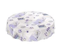ANRO Mantel de hule, fácil de limpiar, lavable, lavanda provenzal, casa rústica, redondo, 120 cm