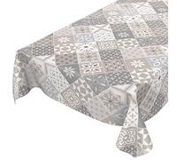 ANRO - Mantel de hule lavable con aspecto de azulejos, color beis, gris, azul, 220 x 140 cm