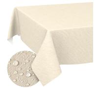 ANRO - Mantel de Hule Lavable con Borde Cortado, Aspecto Textil, Verde, 220 x 140 cm, para Mesa de jardín