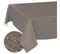 ANRO - Mantel de Hule Lavable con Borde de Corte, Aspecto Textil, Beige, marrón, 160 x 140 cm, para Mesa de jardín