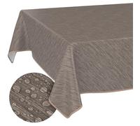 ANRO - Mantel de Hule Lavable con Dobladillo de Lino, Aspecto Textil, Beige, marrón, 100 x 140 cm