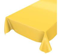 Anro - Mantel de hule lavable de color liso brillante, toalla, amarillo, Schnittkante 200 x 140cm