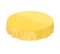 Anro - Mantel de hule lavable de color liso brillante, toalla, amarillo, Schnittkante Rund 120cm