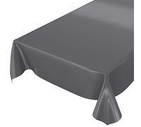 Anro - Mantel de hule lavable de color liso brillante, toalla, antracita, Schnittkante 180 x 140cm