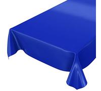 Anro - Mantel de hule lavable de color liso brillante, toalla, azul oscuro, Schnittkante 120 x 140cm