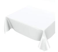 Anro - Mantel de hule lavable de color liso brillante, toalla, Blanco, Schnittkante 180 x 140cm