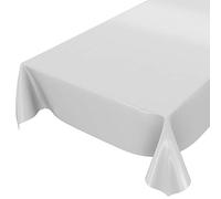 Anro - Mantel de hule lavable de color liso brillante, toalla, gris claro, Schnittkante 120 x 140cm