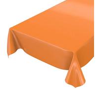 Anro - Mantel de hule lavable de color liso brillante, toalla, naranja, Schnittkante 200 x 140cm