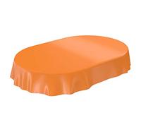 Anro - Mantel de hule lavable de color liso brillante, toalla, naranja, Schnittkante Oval 140 x 180cm