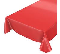 Anro - Mantel de hule lavable de color liso brillante, toalla, rojo, Schnittkante 200 x 140cm