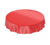 Anro - Mantel de hule lavable de color liso brillante, toalla, rojo, Schnittkante Rund 120cm
