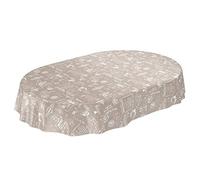 ANRO Mantel de Hule para Mesa (Lavable, diseño Moderno, Retro, café, Ovalado, 180 x 140 cm), Color Beige, Toalla, Oval 140 x 180cm