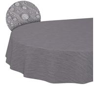 ANRO - Mantel de Hule, Lavable, Ovalado, con Borde Cortado, Aspecto Textil, Color Gris, para Mesa de jardín