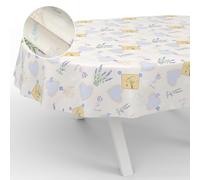 ANRO Mantel de Hule Lavable, para Exterior e Interior, Ovalado, 200 x 140 cm, Borde Cortado, Lavanda