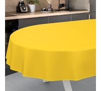 ANRO Mantel de Hule Lavable, para Exterior e Interior, Ovalado, 220 x 140 cm, Color Amarillo