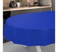 ANRO Mantel de Hule Lavable, para jardín, Exterior e Interior, Ovalado, 180 x 140 cm, Borde Cortado, Color Azul