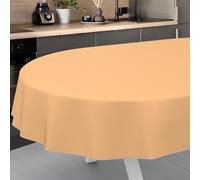 ANRO Mantel de Hule Lavable, para jardín, Exterior e Interior, Ovalado, 200 x 140 cm, con Dobladillo, Color Albaricoque