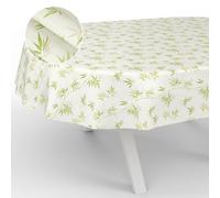 ANRO Mantel de Hule Lavable, para jardín, Exterior e Interior, Ovalado, 220 x 140 cm, Borde Cortado de bambú