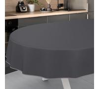 Mantel de Hule Lavable, para jardín, Exterior e Interior, Ovalado, 220 x 140 cm, con Dobladillo, Antracita