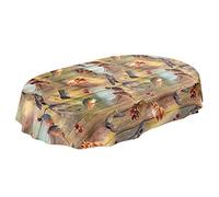 Anro - Mantel de hule lavable, para mesa, 95% PVC, 5% poliéster., Diseño de caza de madera., Oval 140 x 180cm Schnittkante