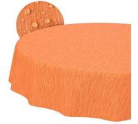 ANRO - Mantel de Hule Lavable Redondo, Borde Cortado, Aspecto Lino, Aspecto Textil, Rojo, 140 cm