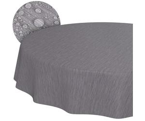 ANRO - Mantel de Hule, Lavable, Redondo, Borde Cortado, Aspecto Textil, Color Gris, Mantel de jardín
