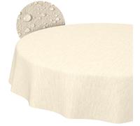 ANRO - Mantel de Hule, Lavable, Redondo, Borde Cortado, Aspecto Textil, Color Verde, Mantel de jardín, Color Verde