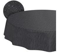 ANRO Mantel de hule lavable, redondo, con borde recortado, aspecto de lino, aspecto textil, color amarillo, mantel de jardín