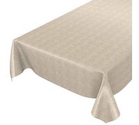 ANRO Mantel de hule, mantel encerado, color beige, aspecto de lino, 500 x 140 cm