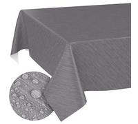ANRO - Mantel de Hule, Mantel Encerado, con Borde de Corte, Aspecto Textil, Color Gris, 240 x 140 cm, para Mesa de jardín