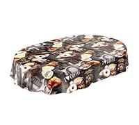 ANRO Mantel de Hule (Lavable, diseño Ovalado, 180 x 140 cm), Cloruro de polivinilo (PVC), Gris Oscuro, Oval 140 x 180cm