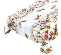 ANRO Mantel de hule, mantel encerado, mantel de Navidad, día de Navidad, 180 x 140 cm