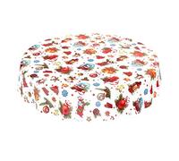 ANRO Mantel de Hule, Mantel Encerado para Mesa, Navidad, Bolas de Navidad, Fiestas, Celebraciones, Redondo, 120 cm