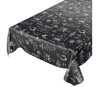 Anro Mantel de hule para mesa, con aspecto de bistró, lavable, toalla pvc, Negro , 220 x 140cm