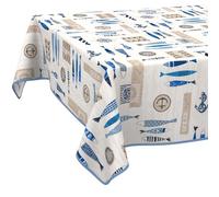 ANRO Mantel de Tela, Mantel de algodón y poliéster, Lavable, fácil de Limpiar, Redondo, Ovalado, Rectangular, marítimo, 100 x 140 cm, con Dobladillo (Ribeteado)