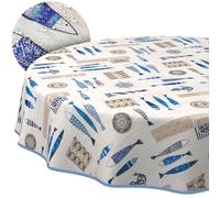 ANRO Mantel de Tela, Mantel de algodón y poliéster, Lavable, fácil de Limpiar, Redondo, Ovalado, Rectangular, Redondo, 140 cm, con Dobladillo (Ribeteado)