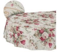 ANRO Mantel de Tela Textil Lavable, Mantel de algodón, poliéster, Rosas, Ovalado, 180 x 140 cm, para Interior y Exterior