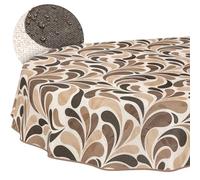 ANRO Mantel Lavable, diseño de Gotas, Color Beige, Ovalado, 240 x 140 cm, Impermeable, para Interior y Exterior, Efecto Loto, con Dobladillo