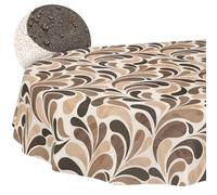 ANRO Mantel Lavable, diseño de Gotas, Color Beige, Ovalado, 260 x 140 cm, Impermeable, para Interior y Exterior, Efecto Loto, Borde Cortado