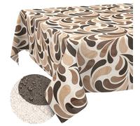 ANRO Mantel Lavable, diseño de Gotas, Color Beige, Rectangular, 160 x 140 cm, Impermeable, para Interior y Exterior, Efecto Loto, Borde Cortado