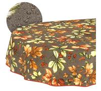 ANRO Mantel Lavable otoñal Ovalado 220 x 140 cm - Impermeable - Interior y Exterior, Efecto Loto, con Dobladillo